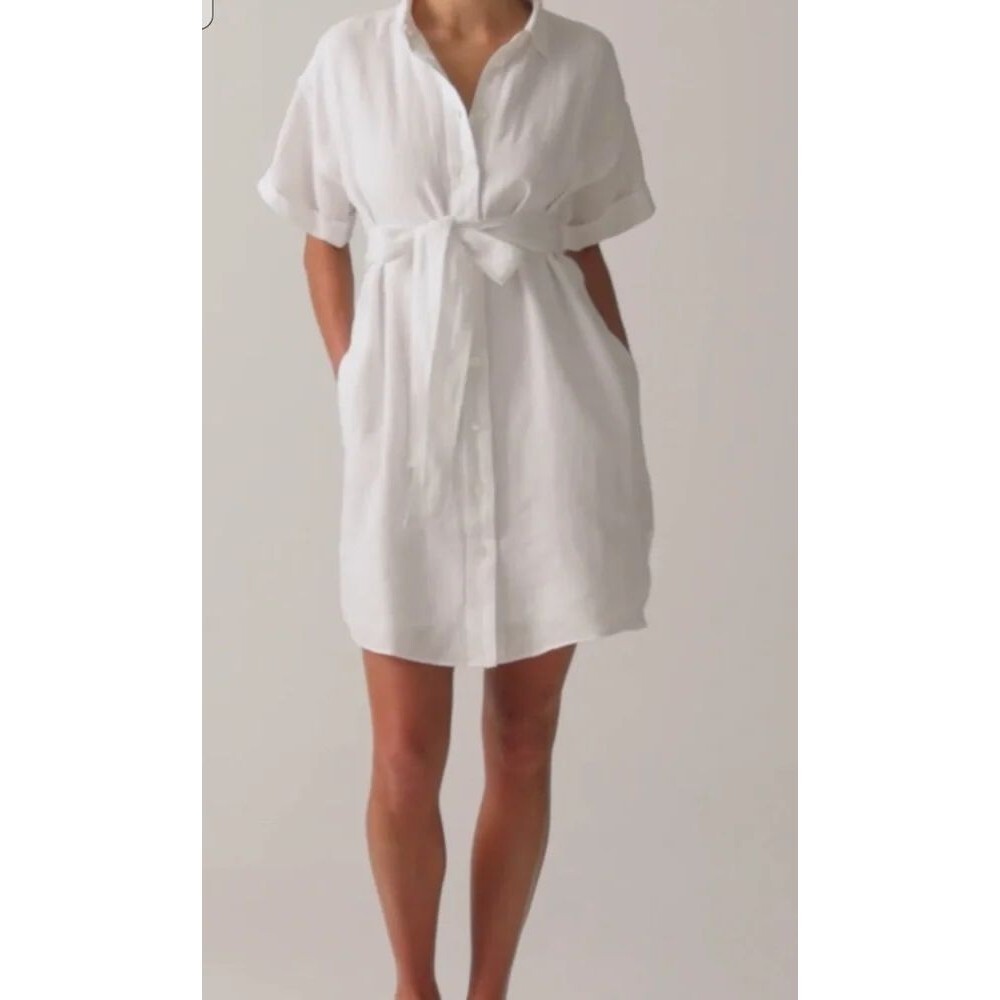 J.Crew Capitaine linen shirtdress 100%  linen Lined Pockets Belted XS NWT!